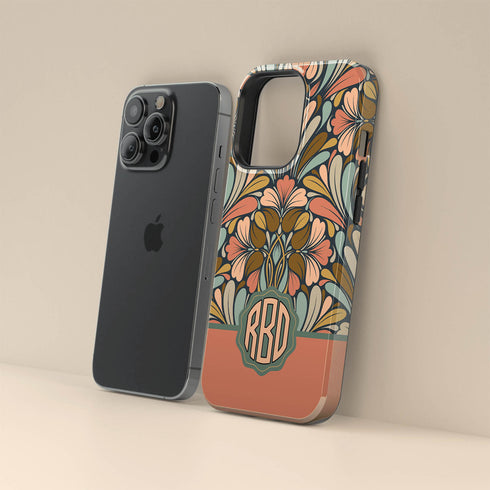 Boho Folk Art Floral Monogram iPhone Case
